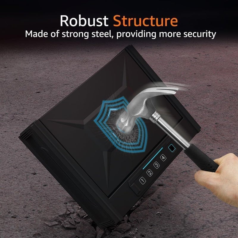 Patron [ 30% Larger capacity ]Gun Safe for Pistols, Biometric Handgun Safe box, Mounted Handgun Safe Quick Access Security Safe with Fingerprint Keypad Lock for Home nightstand - Image 4